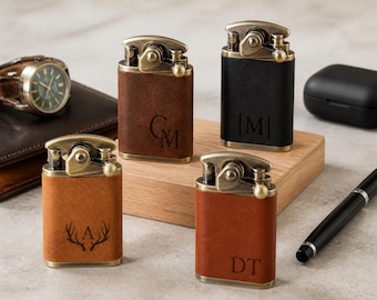Engraved Leather Lighter, Custom Best Man Gift, Personalized Groomsmen Favor, Wedding Party Gift, Father of the Bride Gift
