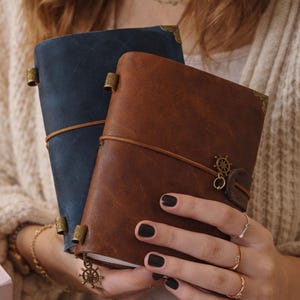 Leather Journal Gift, Custom with Name, Refillable Pocket Notebook, Passport Journal Cover, Field Notes, Handmade Travel Journal Gift