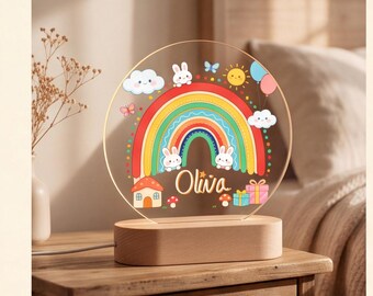 Personalized Rainbow Name Sign, Custom Nursery Decor, Baby Shower Gift, Kids Room Shelf Display, Whimsical Baby Room Accent