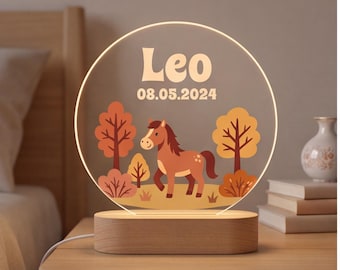 Personalized Horse Night Light, Custom Name Lamp for Kids, Horse Lover Gift, Nursery Bedroom Decor, Christening or Baby Shower Gift