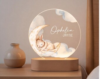 Personalized Acrylic Bunny Name Sign, Custom Nursery Decor Gift, Woodland Baby Room Keepsake, Nursery Shelf Display