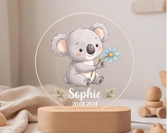 Personalized Koala Night Light, Custom Name Lamp for Kids Nursery, Baby Room Decor, Christening Gift, Cute Animal Bedroom Light