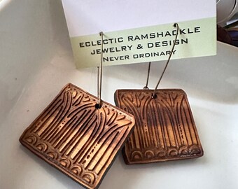 Square engraved wood dangle