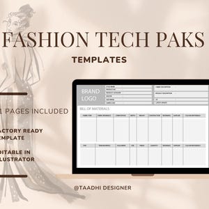 Mall för modeteknikpaket | 11 sidor, redigerbar i Illustrator | Digital produkt