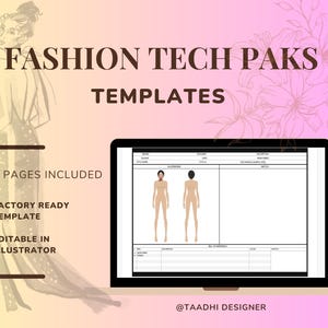 Mall för modeteknikpaket | 9 sidor, redigerbar i Illustrator | Digital produkt