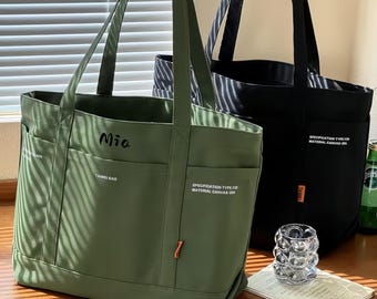 Bolsa de lona com zíper: laptop de 16 polegadas, bolsa de ombro estilo Boho para trabalho