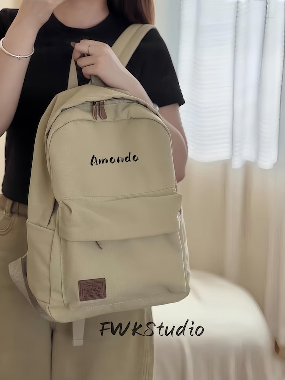 Embroidered Canvas Laptop Backpack: 16-inch Padded Student Bookbag - Etsy Israel Embroidered Canvas Laptop Backpack: 16-inch Padded Student Bookbag - Etsy Israel