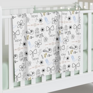 Personalized Western Cowgirl Baby Swaddle Blanket: Custom Nursery Gift
