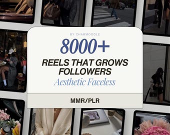 Paquete de más de 8000 Reels sin rostro / Videos estéticos de lujo sin rostro para Instagram y TikTok / Incluye derechos de reventa PLR y MRR. Marketing digital listo para usar.