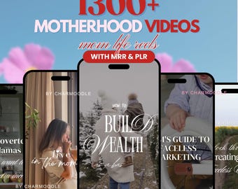1300+ Motherhood Reels | Mom Life Hooks och DFY Canva-mallar | Digitalt PLR/MRR-paket med Master Resell-rättigheter
