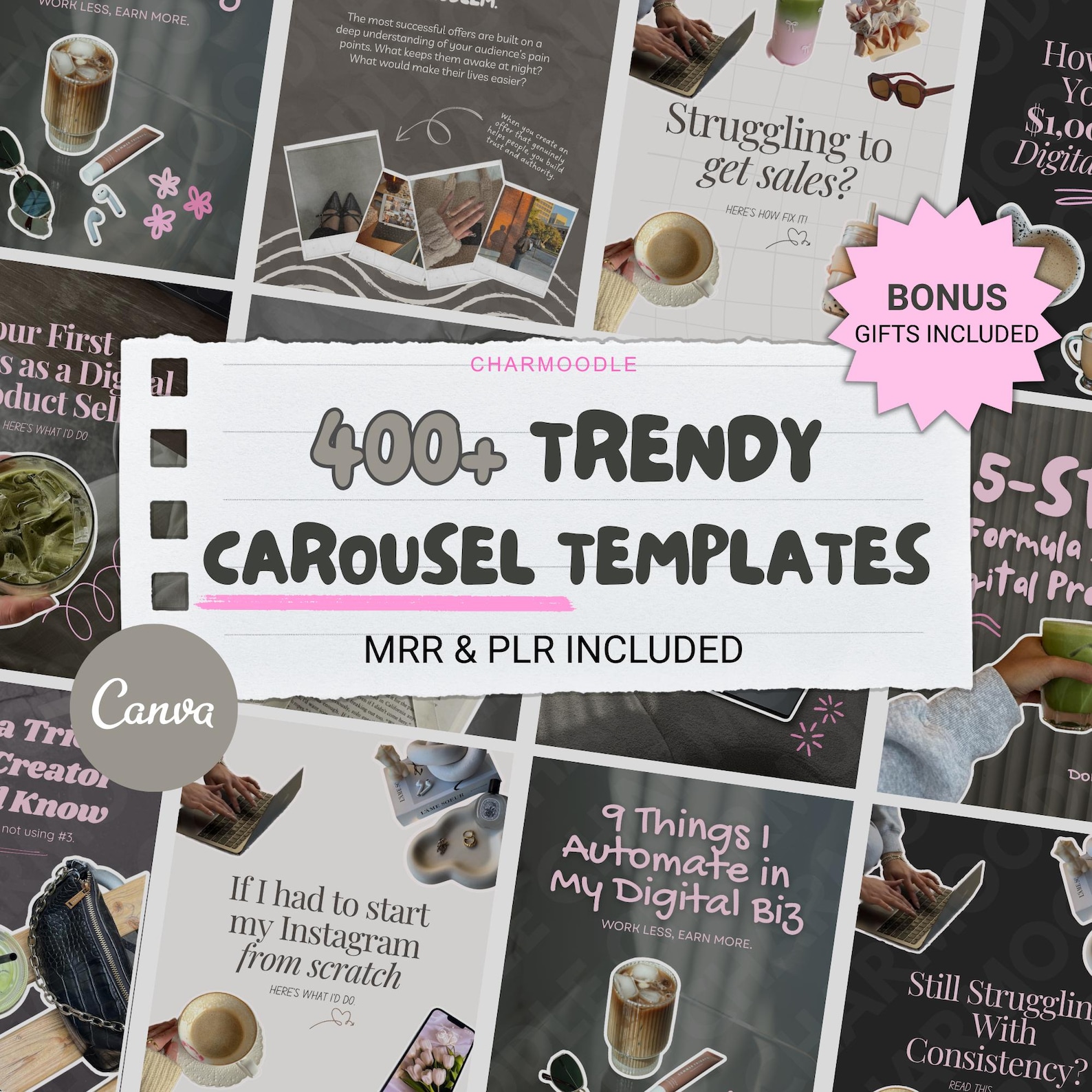 400+ Faceless Instagram Carousel Templates | Aesthetic Canva Social ...