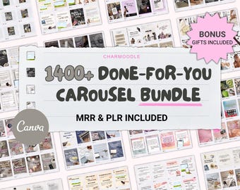 Instagram Carousels Templates Bundle | DFY PLR + MRR | Aesthetic Digital Marketing Carousel | Editable Social Media Templates