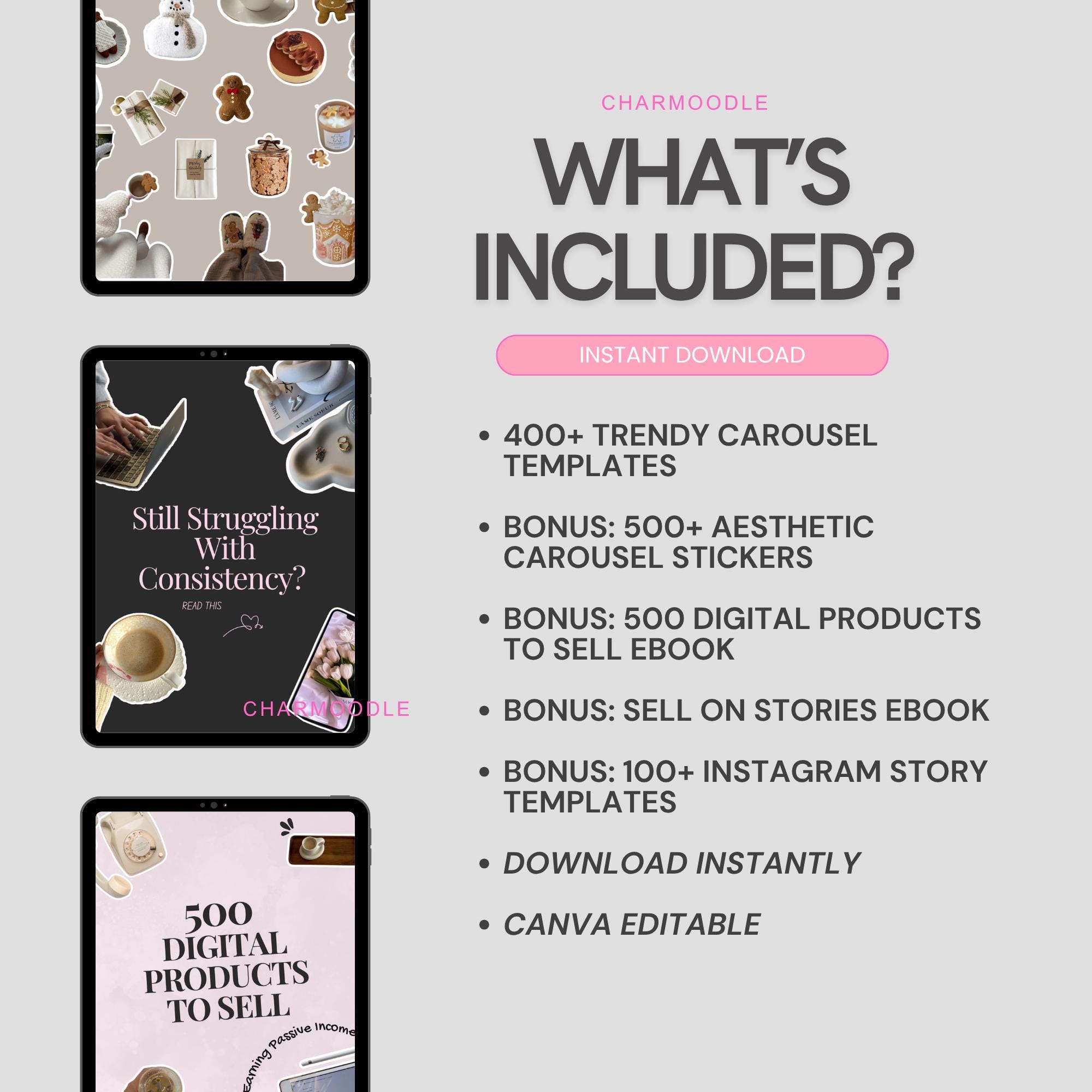 400+ Faceless Instagram Carousel Templates | Aesthetic Canva Social ...
