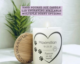 Pet Memorial Candle, Personalized Pet Memorial Gift, Custom Pet Loss Gift, Dog Remembrance Candle, Pet Sympathy Gift In Loving Memory Candle