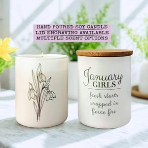 Personalized Birthday Candle, January Birthday Candle, Custom Birth Month Gift, Birthday Flower Gift, Zodiac Gift, Friendship Gifts for Her
