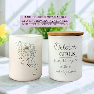 Personalized Birthday Candle, October Birthday Candle, Custom Birth Month Gift, Birthday Flower Gift, Zodiac Gift, Friendship Gifts for Her