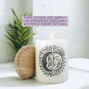 Personalized Astronomy Candle, Celestial Sun and Moon Gift, Yin Yang Candle, Custom Zodiac Gift, Boho Zodiac Gift,  Boho Celestial Candle