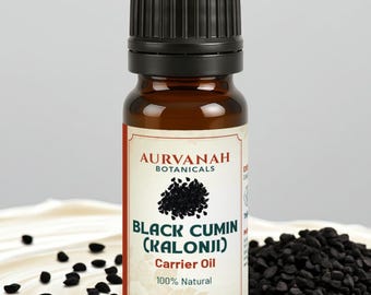 Olio vettore di semi di cumino nero / Olio puro di Nigella Sativa (Kalonji) spremuto a freddo per massaggi e capelli