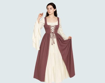 Medieval Renaissance Corset Dress | Vintage Princess Steampunk Strap Gown | Women’s Cosplay Costume Outfit