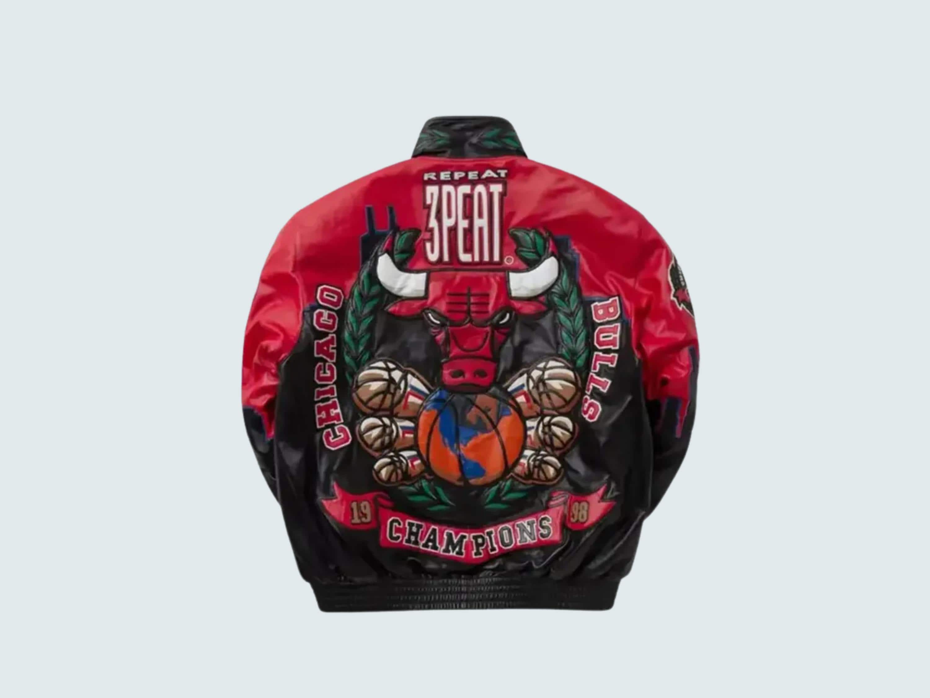 NBA Vintage Leather Jacket Chicago Bulls 6-time Champions Bomber 3