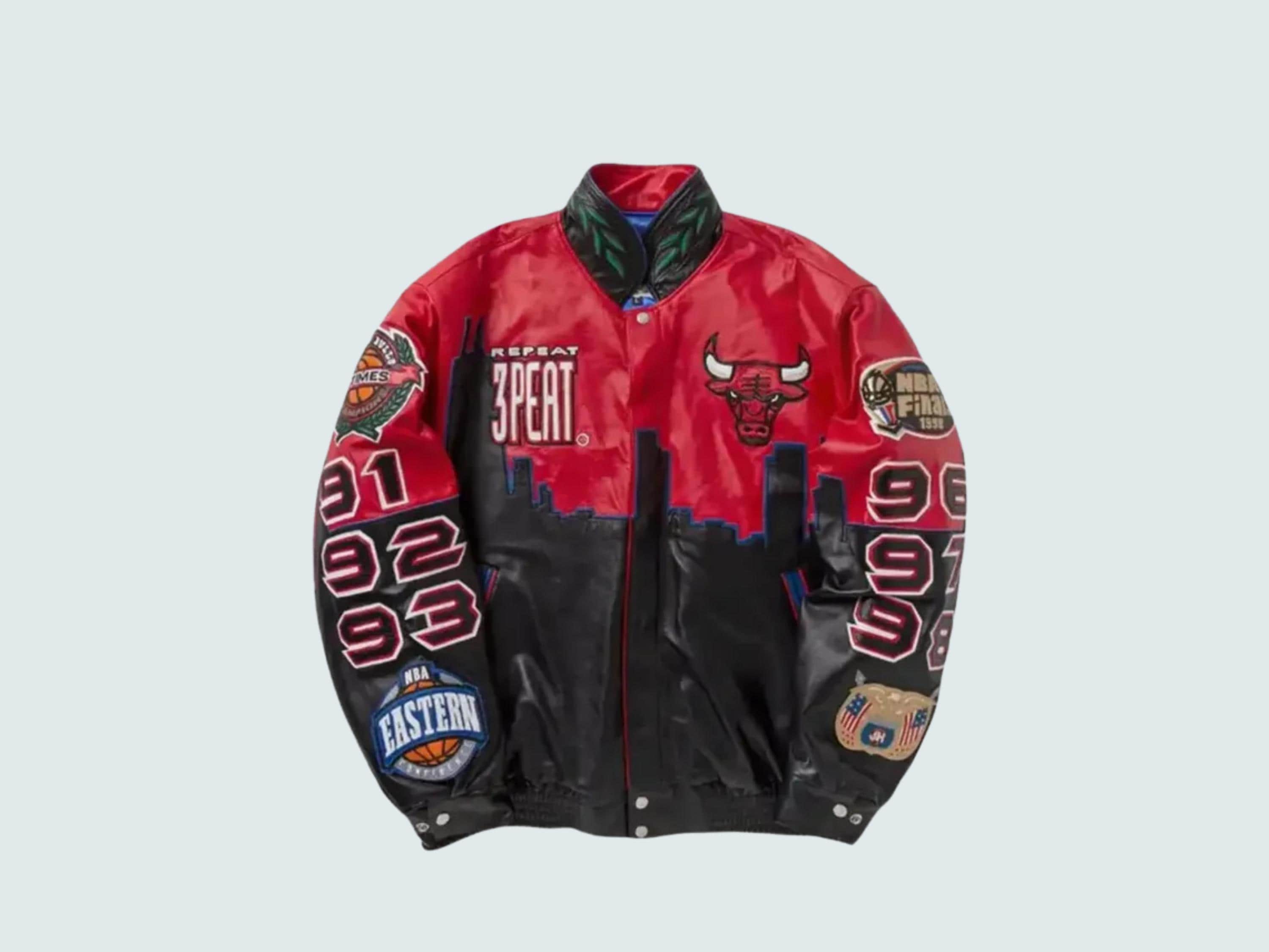 NBA Vintage Leather Jacket Chicago Bulls 6-time Champions Bomber 3