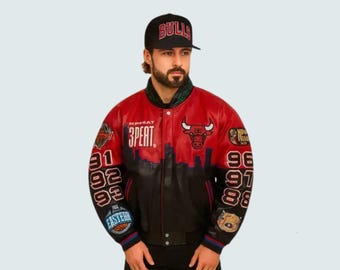 JEFF HAMILTON Bulls レザージャケット90s本革ヴィンテージ Vintage 90's NBA Chicago Bulls Jeff Hamilton Leather Varsity