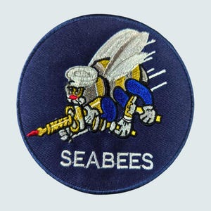 USN Seabees Patch |Embroidered Insignia for Jackets, Hats & Backpacks | Veteran Gift