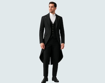Chaqueta larga victoriana steampunk para hombre, disfraz de frac gótico para Halloween y cosplay.
