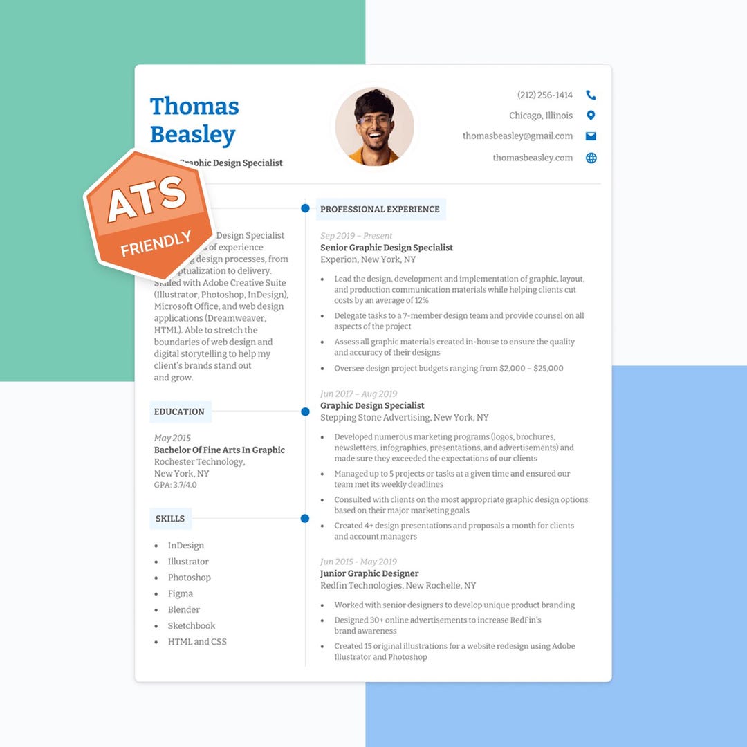 Genius Ats Fun Resume Template, Resume Genius, ATS Friendly Resume, Basic Resume ...