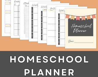 Homeschool Planner, Printable, Lesson Planner, Weekly Planner, Monthly Homeschool, Schedule, Attendance, Reading Log, Digital Download
