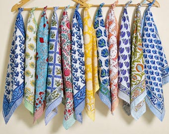 12 pezzi Bandana in cotone di alta qualità con stampa a blocchi, sciarpa per la testa, per il collo, accessorio per capelli, traspirante, leggera, per coprire il viso