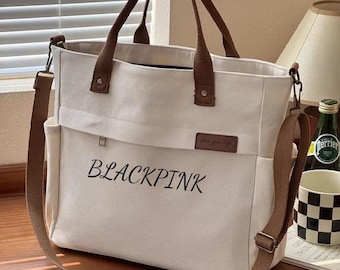 Thick Office Commuter Canvas Crossbody Shoulder Bag,Personalized Japanese Style Totes With Zipper Closure and Inner Pockets, Gift for Her