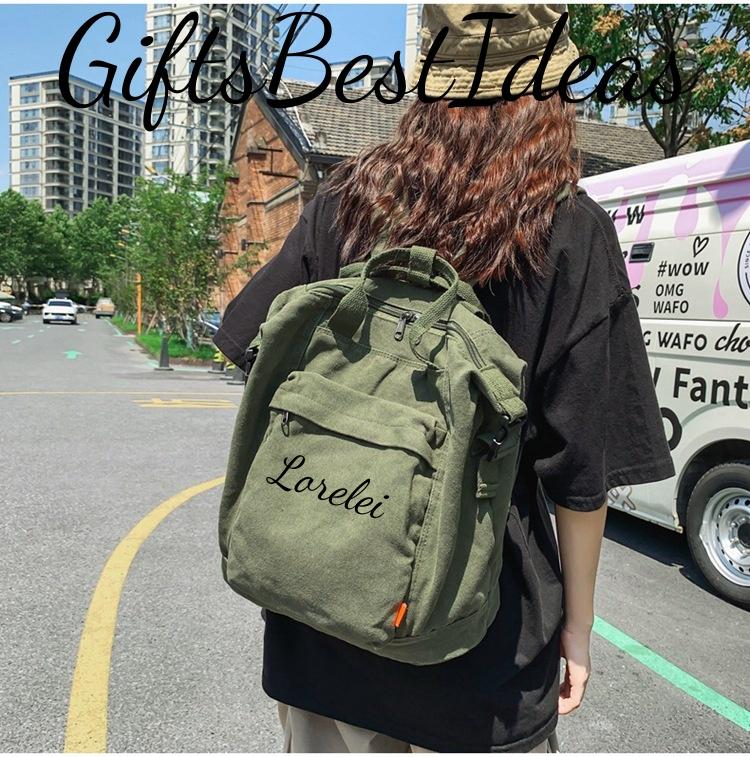 Casual Corduroy Backpack - Large Capacity Daypack, Laptop Compartment, 28x13x39cm, Dark Green