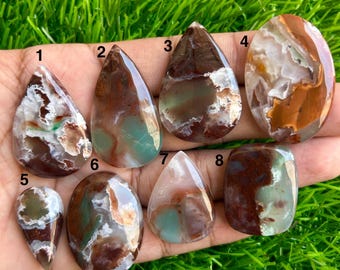 High Natural Aqua chalcedony Cabochon : Loose Gemstone For Making Jewelry Gift And Craft