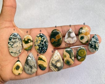 Ocean Jasper Cabochon: Polished Gemstone, Unique Pattern Jewelry Stone