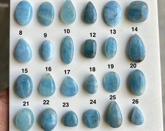 Natural Aquamarine Cabochon Blue Gemstone Smooth Polished Loose Stone for Ring Pendant Jewelry Making