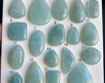 Natural Aquamarine Cabochon: Blue Beryl Gemstone, Handmade Jewelry Stone