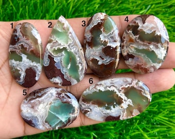 High Natural Aqua chalcedony Cabochon : Loose Gemstone For Making Jewelry Gift And Craft