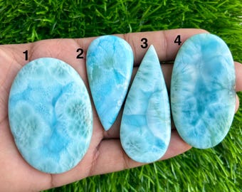 Natural Blue Larimar Cabochon: Mix Shape Loose Gemstone