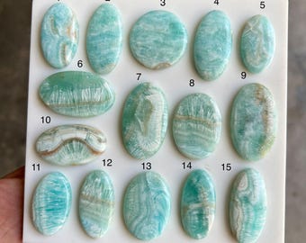 Cabochon en pierres précieuses d'aragonite bleue naturelle | Cristal apaisant rare pour la fabrication de bijoux