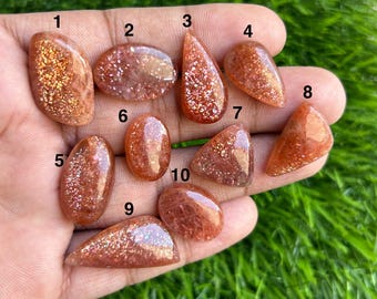 Cabochon di pietra del sole dorata - Pietra del sole naturale brillante - Gemma sfusa - Cristallo per la creazione di gioielli