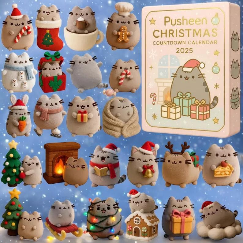 Discover Pusheen Advent Calendar 2025, Cute Pastel Cat Box, 24-Day Acrylic Countdown, Fun Christmas Gift for Kids & Decor
