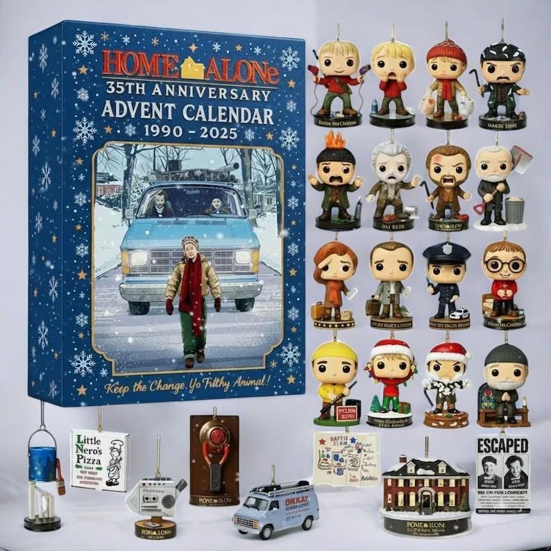 Discover Home Alone 35th Anniversary Advent Calendar 2025, Movie Countdown, Fun Christmas Tree Decor & Holiday Gift Set
