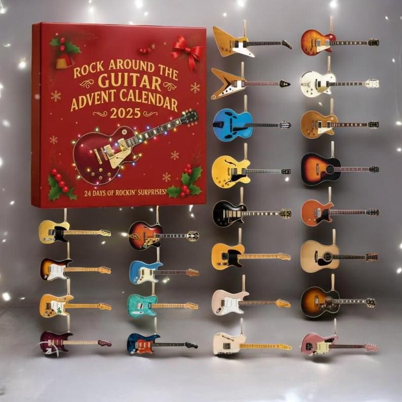 Discover Guitar Advent Calendar 2025, 24 Mini Instrument Ornaments, Rock & Roll Christmas Countdown Gift for Music Lover