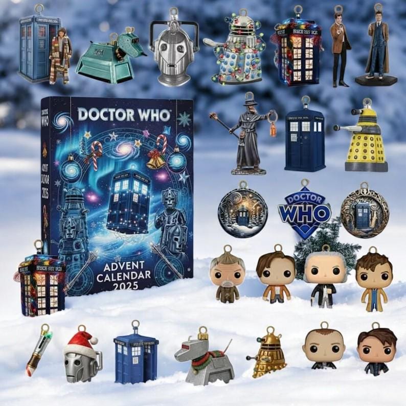 Discover Doctor Who Advent Calendar 2025, Sci-Fi Christmas Countdown Box with Collectible Time Traveler Ornaments, Fan Gift Set
