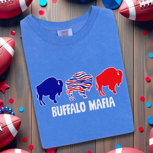 Buffalo Mafia Shirt: Buffalo Mascot Trio Shirt, Hometown Team Football Fan Gear, Athletic Wear For Game Day