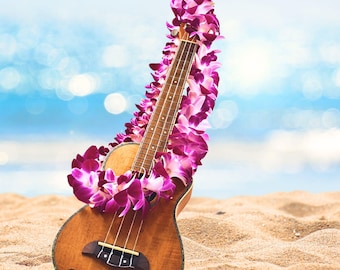 Fresh Purple Orchid Lei, Thai Dendrobium Graduation Necklace, Hawaiian Tropical Party Flower