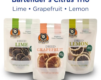 Dried Citrus Garnish Trio – Lemon, Lime & Grapefruit (3 Pack, 45+ Pieces)