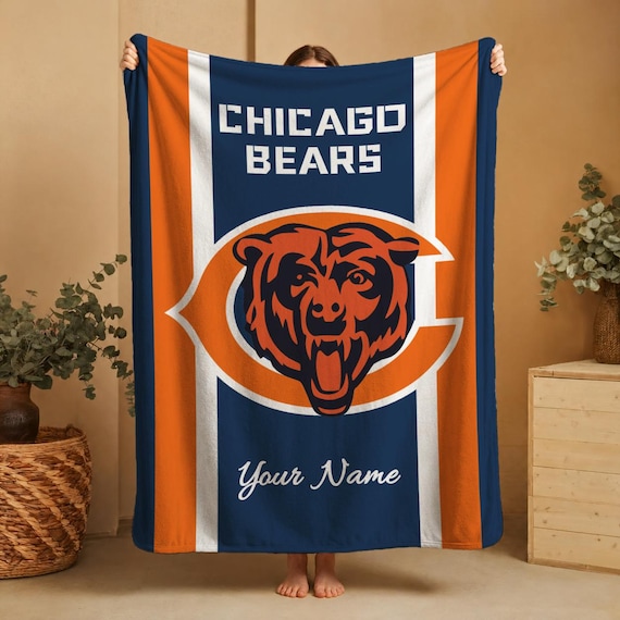 Personalized Chicago Football Blanket,Custom Name Bears Fan Throw,Game Day Flannel Gift,Senior Night Birthday Present,Team Spirit Decor