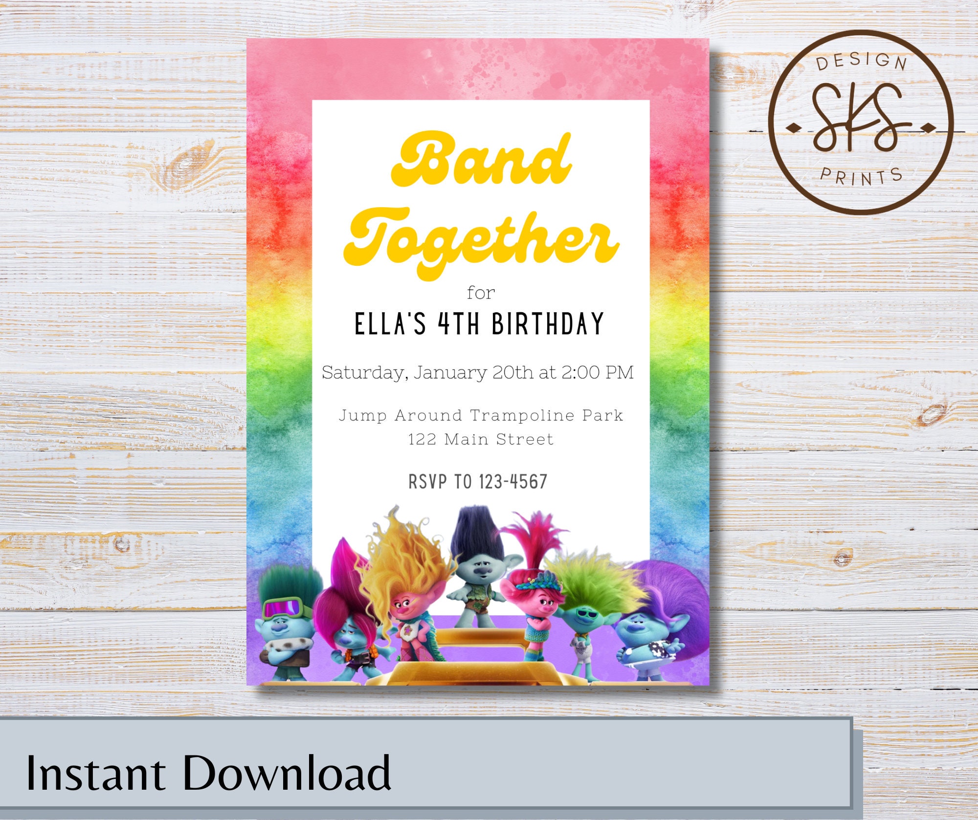 Trolls Band Together Birthday Invitation | Customizable | INSTANT